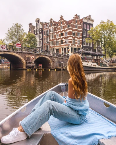 Papiermolensluis by boat in Amsterdam, the Netherlands