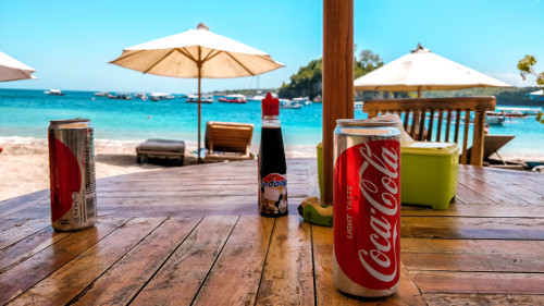 Drinks at Crystal Bay in Nusa Penida, Bali, Indonesia