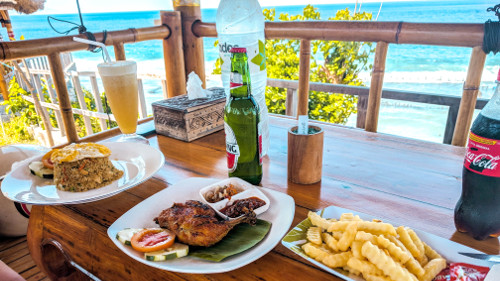 Nasi Goreng and Chicken for lunch at Warung Makan Boga Segara in Nusa Penida, Bali, Indonesia