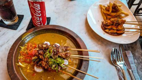 Dinner at Arang Sate Bar, an Indonesian restaurant in Ubud, Bali, Indonesia