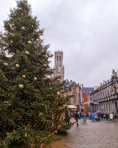 Christmas Tree at Burg square in Bruges, Belgium