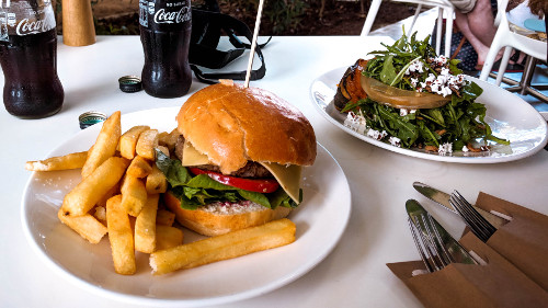 Having lunch at the Gallery of Modern Art in Brisbane, Australia