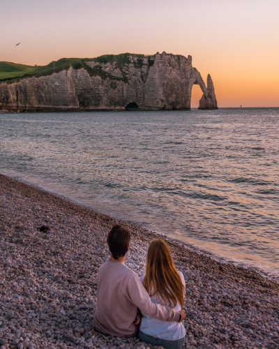 Sunset at the Beach in Étretat, Normandy, France