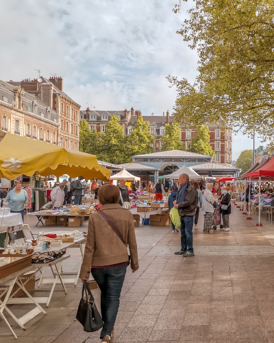 Market at Place Saint-Marc in Rouen, France