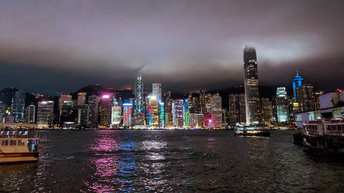 Victoria Harbour at Night in Hong Kong
