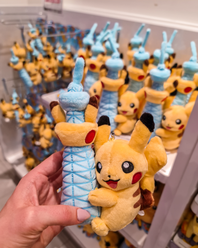 Pikachu SkyTree plushie at the Pokémon Center in Tokyo, Japan