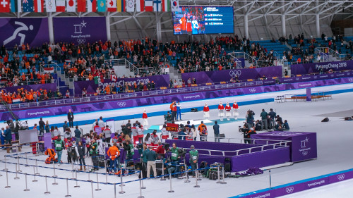 Winners men's 10000m speed skating at the Pyeongchang Winter Olympics 2018 in Gangneung, Korea