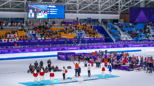 Winners women's 10000m speed skating at the Pyeongchang Winter Olympics 2018 in Gangneung, Korea