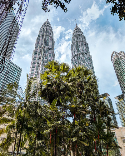 Petronas Twin Towers form the KLCC Park in Kuala Lumpur