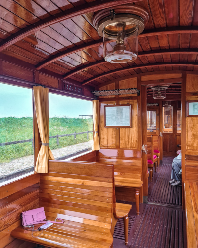 Historic Steam Tram interior, Museumstoomtram Hoorn in the Netherlands