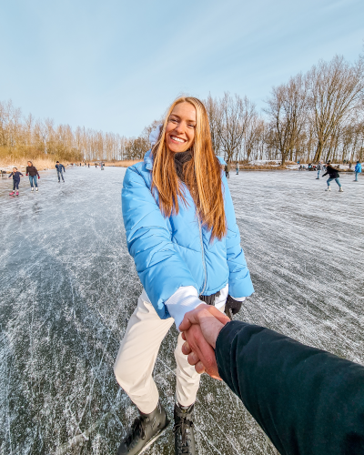 Ice Skating at the Viersprong in the Biesbosch in Dordrecht