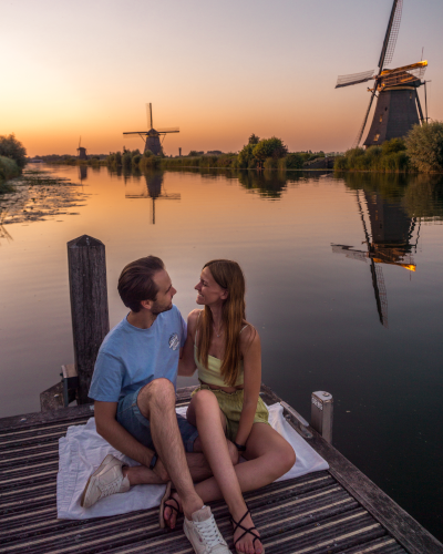 Sunset at UNESCO World Heritage Kinderdijk, Holland, the Netherlands