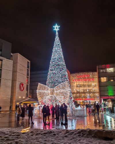 Christmas tree on Plac Jana Nowaka-Jeziorańskiego in Kraków, Poland
