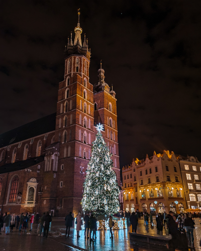 Christmas tree on Rynek Główny in Kraków, Poland