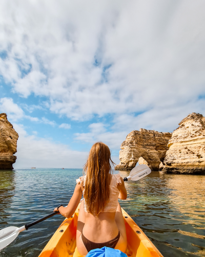 Kayaking near Praia da Marinha in the Algarve Coast, Portugal