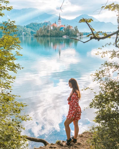 Instagrammable place view of Bled Island, Slovenia