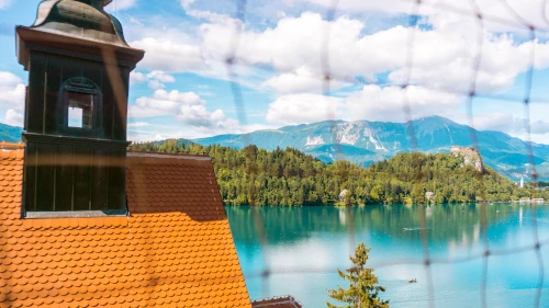 View from the bell tower on Bled Island, Slovenia