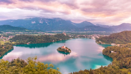Sunrise over Lake Bled from Mala Osojnica Viewpoint