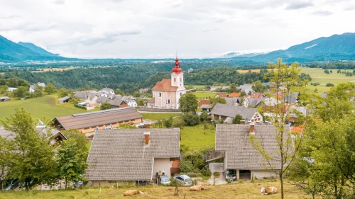 Village near Vintgar Gorge in Slovenia