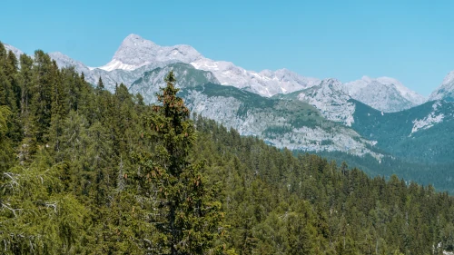 View of Mt. Triglav from Prsivec in Triglav National Park, Slovenia