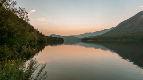 Sunset at Lake Bohinj in Slovenia