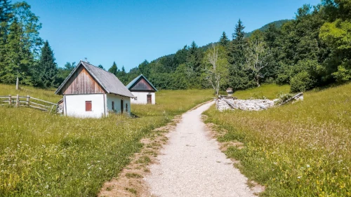 Trail to the second Vogar viewpoint in Triglav National Park, Slovenia