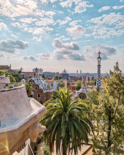 Nature Square in Parc Güell in Barcelona, Spain