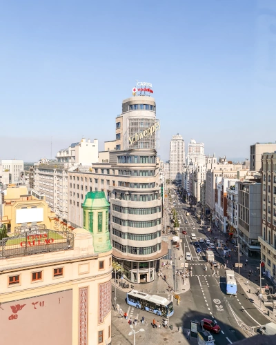 View of Gran Via in Madrid, Spain