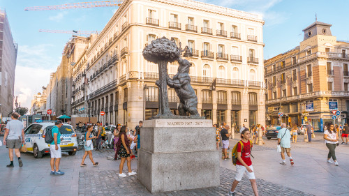 The Bear and the Strawberry Tree Statue in Madrid, Spain