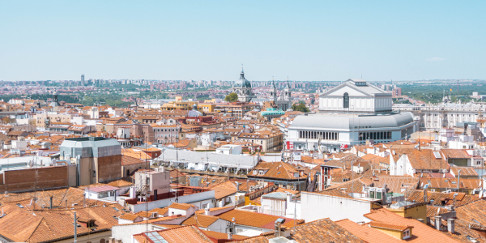 City view of Madrid from Callao, Spain