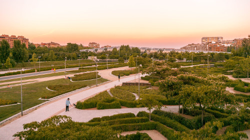 Sunset in Madrid Rio Park, Spain